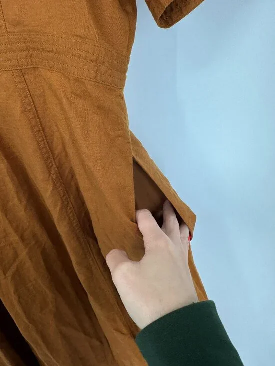 Madewell Button-Front Puff-Sleeve Midi Dress Size 12 NWT - Picture 11 of 16